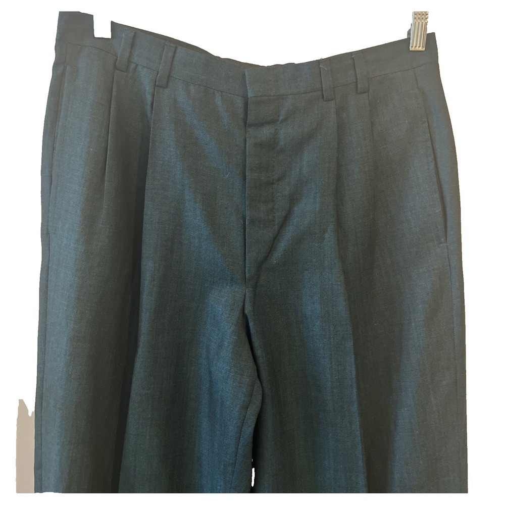 Jhane Barnes Men's Pants Size 32 Wool|Linen Blend Teal Hi Rise Classic Dressy - Picture 4 of 7